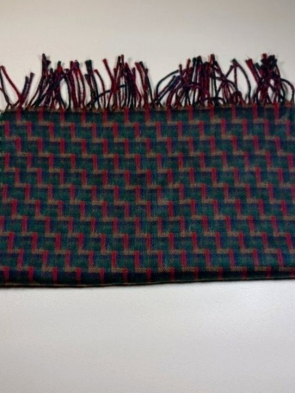 Christian Dior Monsieur womens red an green plaid Cashmaire acrylic scarf 14x68